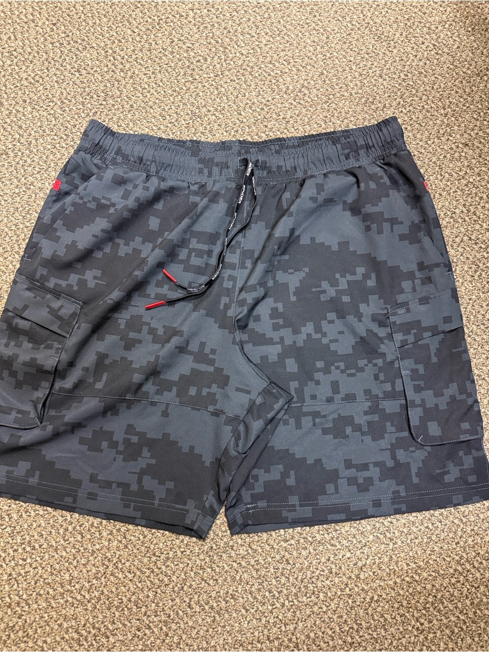 Spyder Black and Red Digital Camo Athletic Shorts